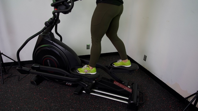 Our tester on the Sole E35 Elliptical.
