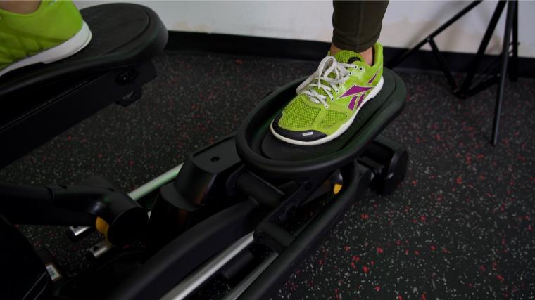 Our tester on the Sole E35 Elliptical.