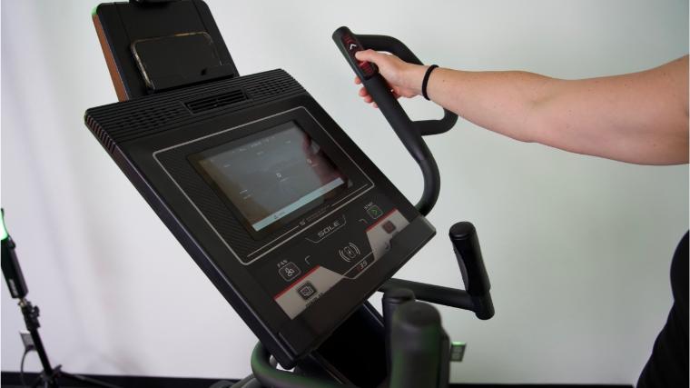 The 10.1-inch HD touchscreen on the Sole E35 Elliptical.