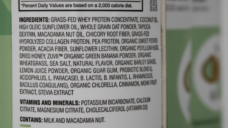 Ample Low-Carb Meal Shake ingredients