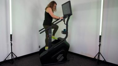 Our tester on one of the best commercial stair climbers.
