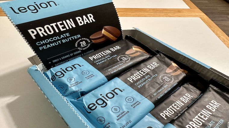 A fresh box of Legion Protein Bars.