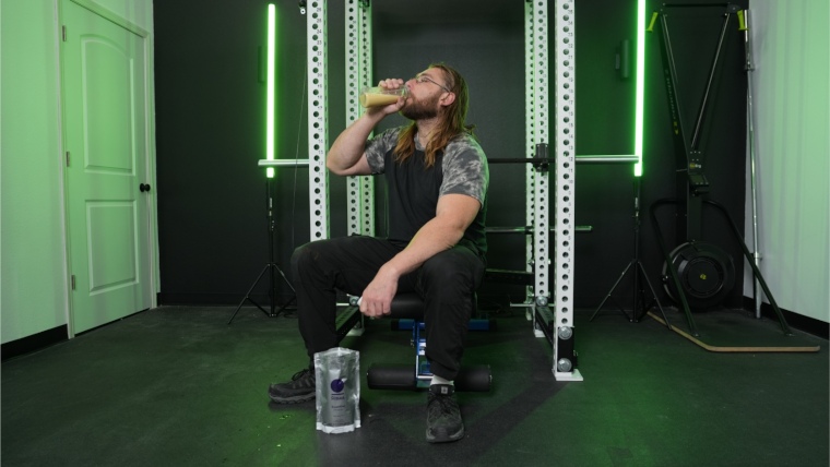 Our tester drinks a Ritual Essential 50+ protein shake. 