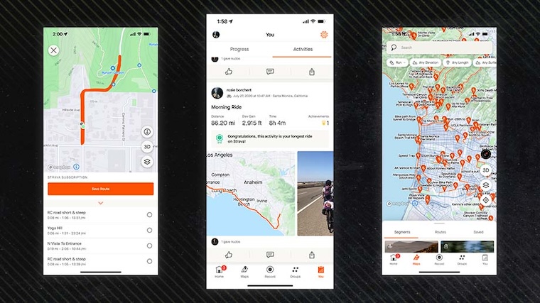 A look at the Strava app interface