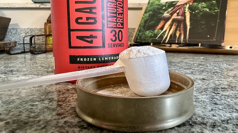 4 Gauge Natural Pre-Workout scoop and powder