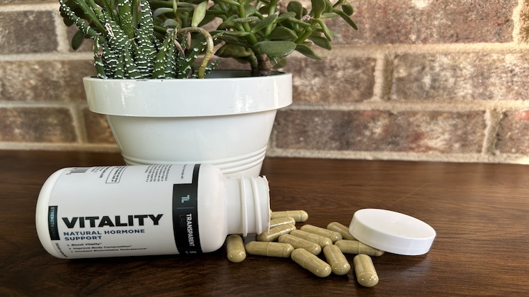 Transparent Labs Vitality pills on the table
