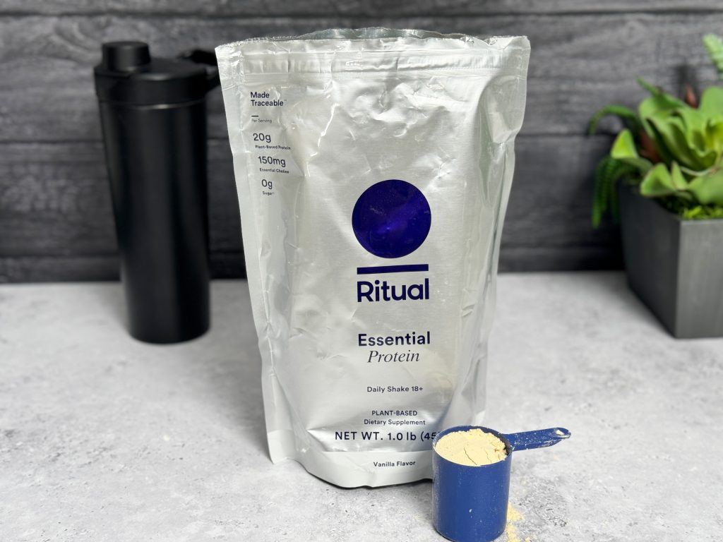 Ritual Essential Protein Daily shake 18+ in the BarBend testing lab