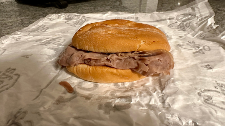 An Arby's Classic Roast Beef sandwich.