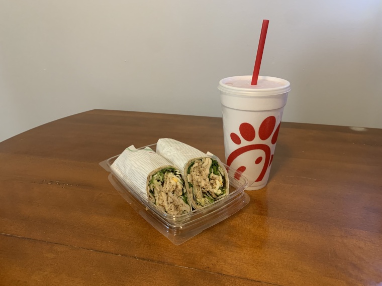 Cool Wrap next to a drink from Chick-Fil-A