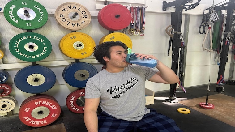 Our tester drinking a blend of Nutricost Pre-X Pre-Workout