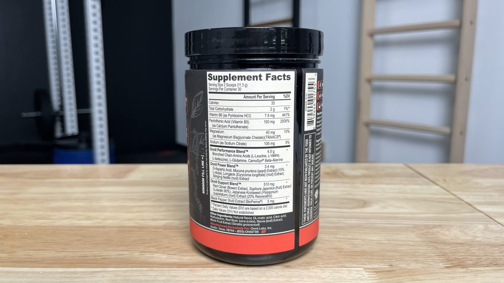 Onnit Total Strength & Performance Nutrition Label