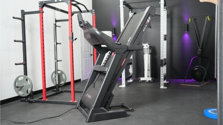 The foldable deck of the Sole F63 Treadmill.