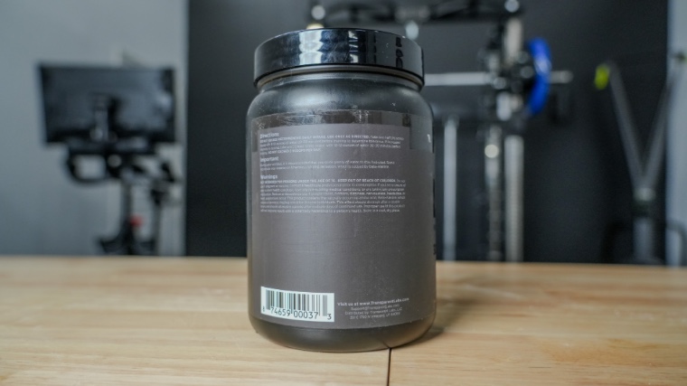 Side view of a container of Transparent Labs BULK Black Pre.