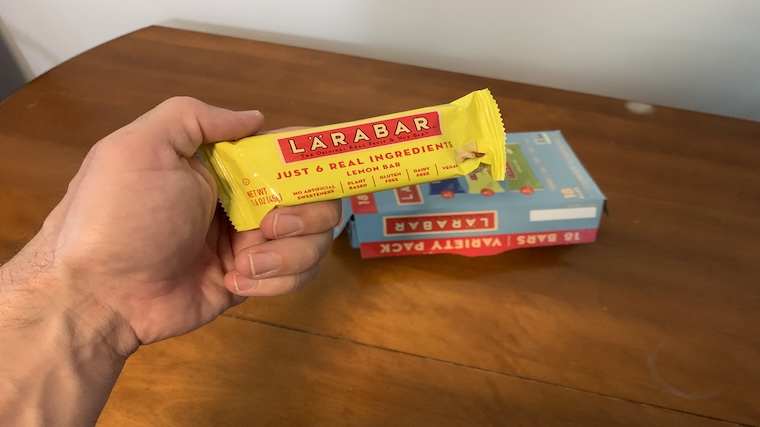 Our tester holding an unopened Larabar