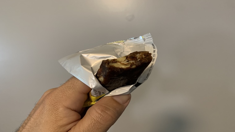 Our tester taking a bite out of a Larabar