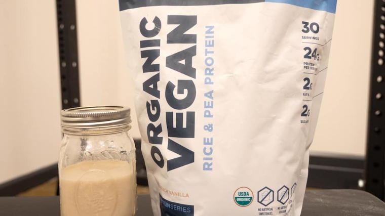 A jar of Transparent Labs Vegan Rice and Pea Protein