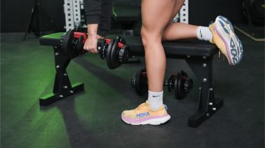 a person using the Bells of Steel weight bench