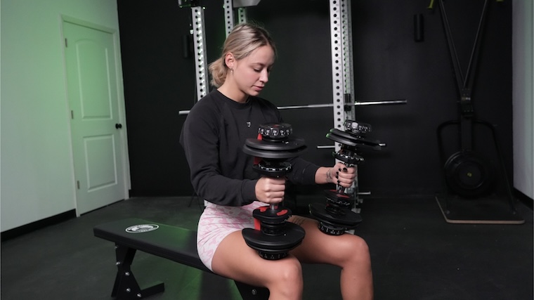 Our tester getting ready for a workout on the Bells of Steel Flat Utility Bench