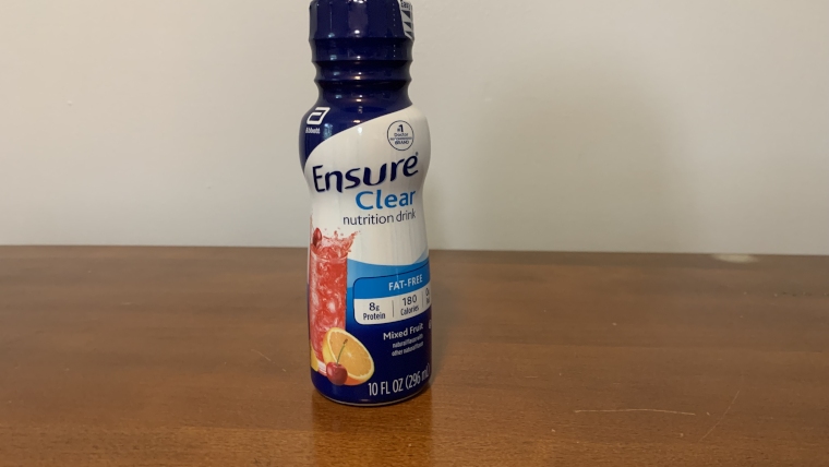 A bottle of Ensure Clear