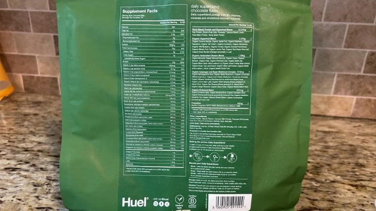 The ingredient label of Huel Daily Superblend.