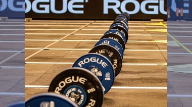 Weight plates at a CrossFit competition