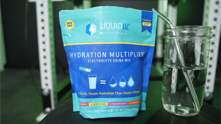 A mason jar with a variety pack of Liquid I.V. electrolytes. 