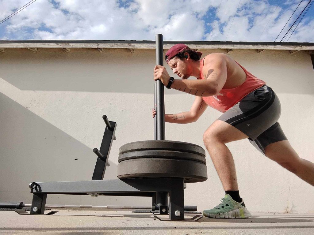 Training with the REP Fitness Push-Pull Sled.