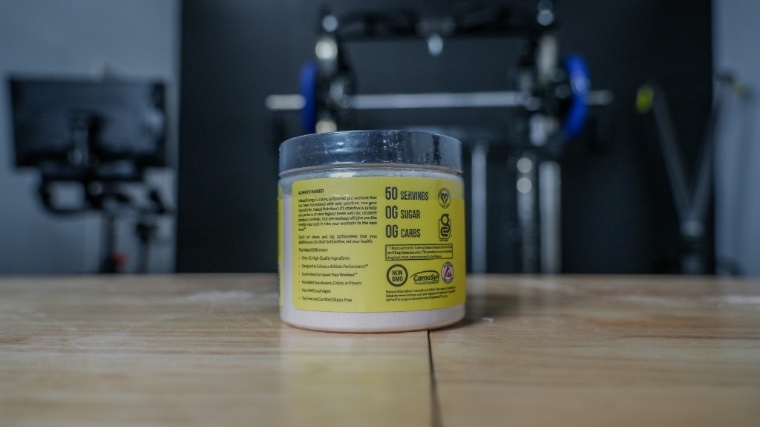 Side label on a tub of Naked Pre-Workout