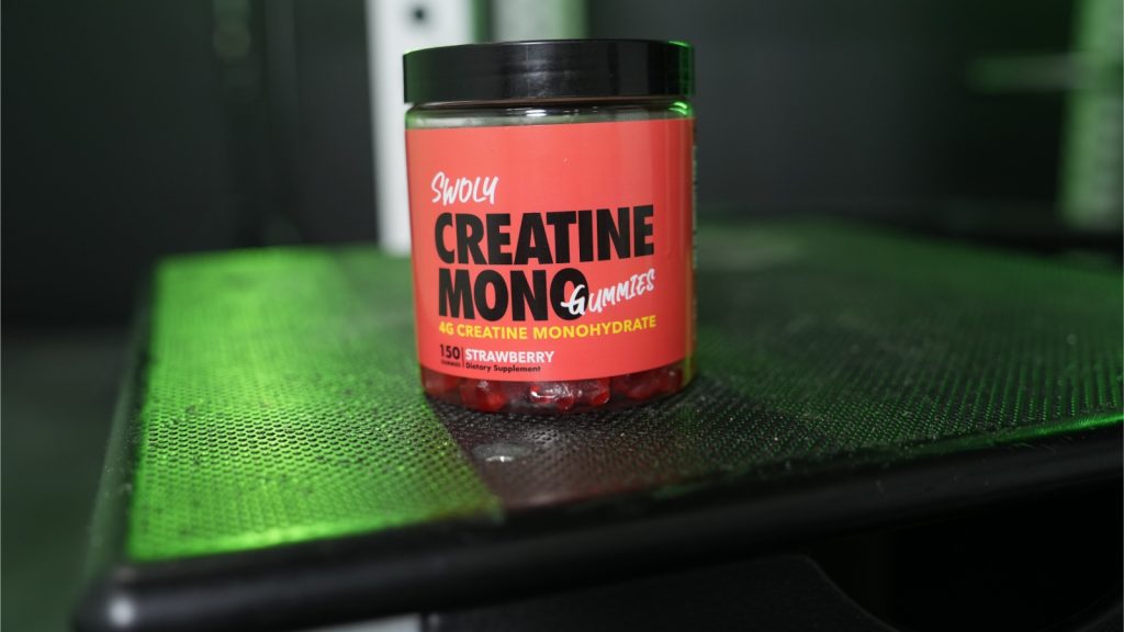 A jar of Swoly Creatine Gummies.