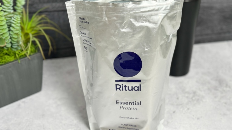 This bag of Ritual Essential Protein Daily Shake 18+ Protein Powder stands alone