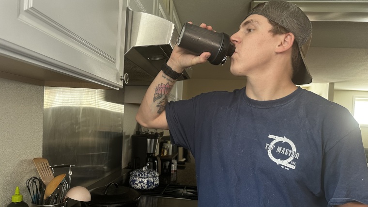 Our tester drinking a Paleo Pro protein shake