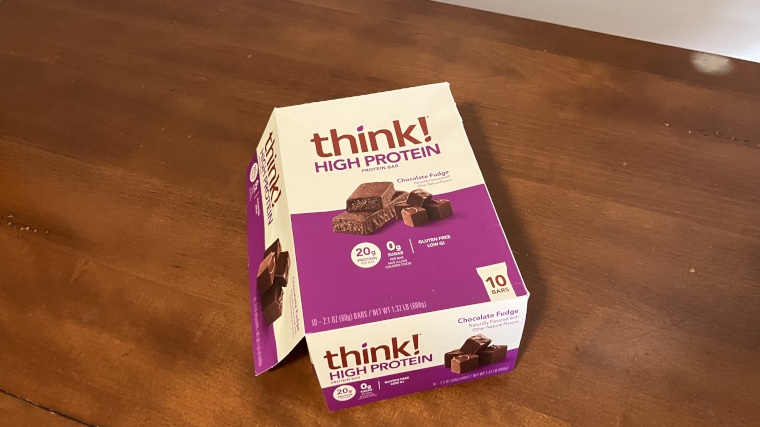 A box of Think! Nutrition Protein Bars