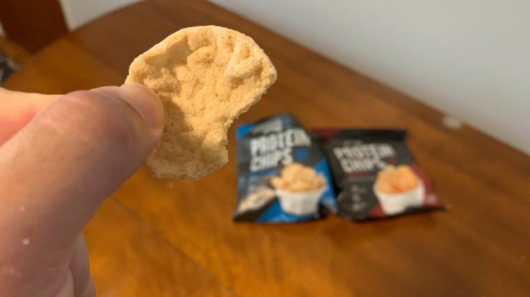 A close look at a Wholesome Provisions Protein Chip.