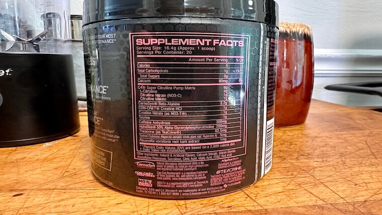 Cellucor C4 Ultimate pre-workout supplement facts