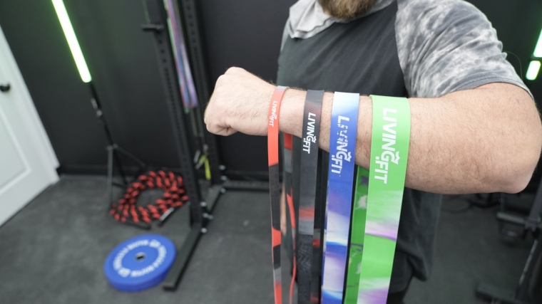 A close look at the Living Fit Resistance Bands on our tester's arm.