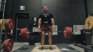 Mitchell Hooper deadlifts during a training session.