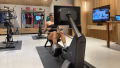 Our tester working out to prepare for the Peloton Rower review.