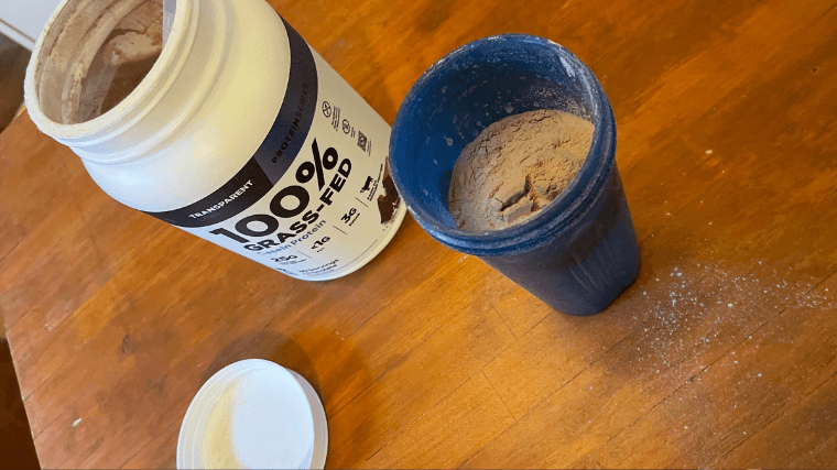 Transparent Labs Casein Protein leaves a little mess on the table