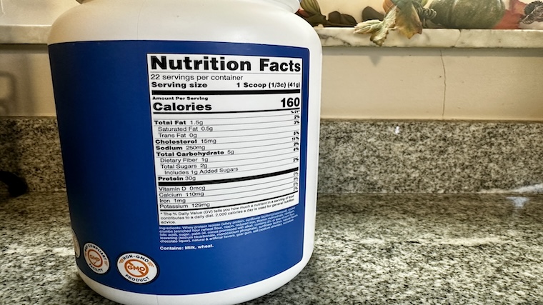 Nutricost Whey Protein Isolate nutrition facts