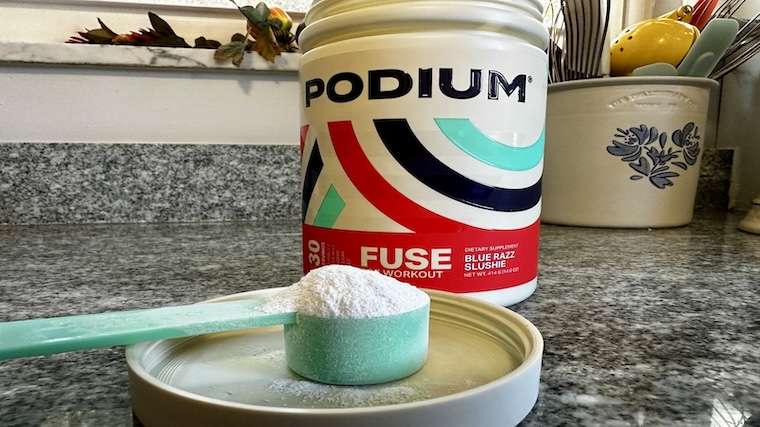 A single scoop of Podium Fuse Pre-Workout