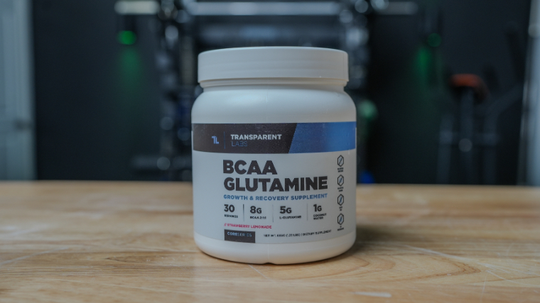 A single container of Transparent Labs BCAA Glutamine