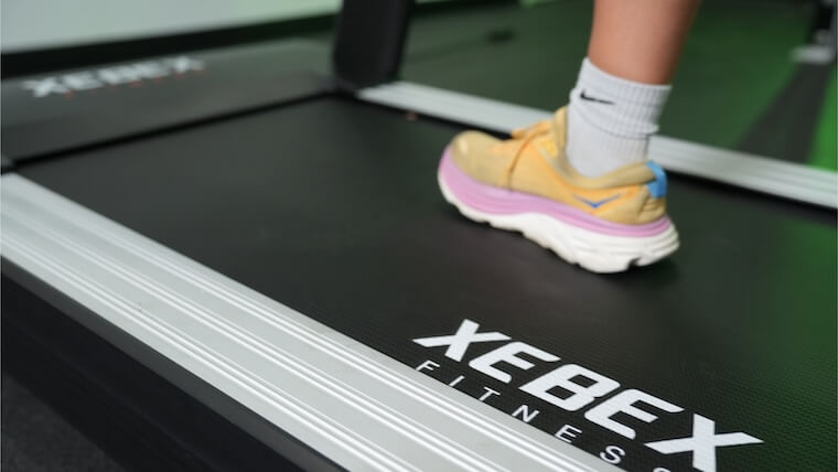 Our tester walking on the Xebex ST-6000 Treadmill.