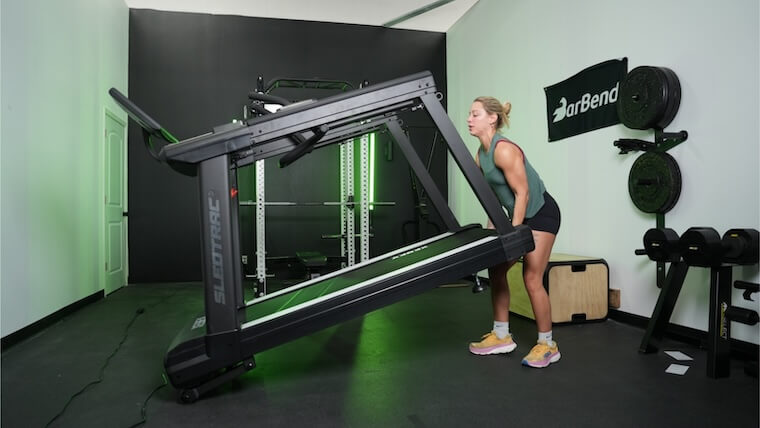 Our tester lifting the Xebex ST-6000 Treadmill.