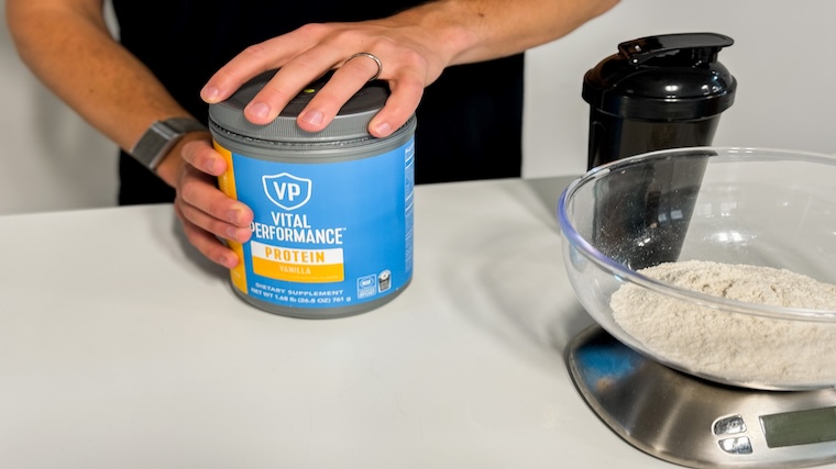 Our tester with a single container of Vital Proteins Vital Performance Protein Powder