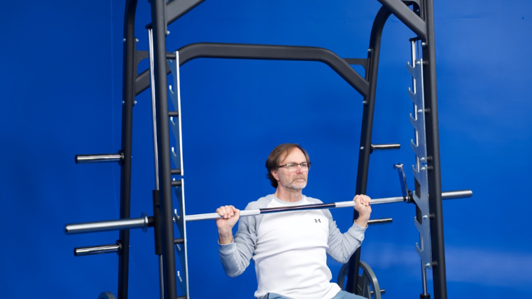 Our tester training with the Titan Fitness Smith Machine