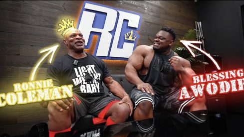 Ronnie Coleman Trains Men’s Open Bodybuilder Blessing Awodibu Through Push Day