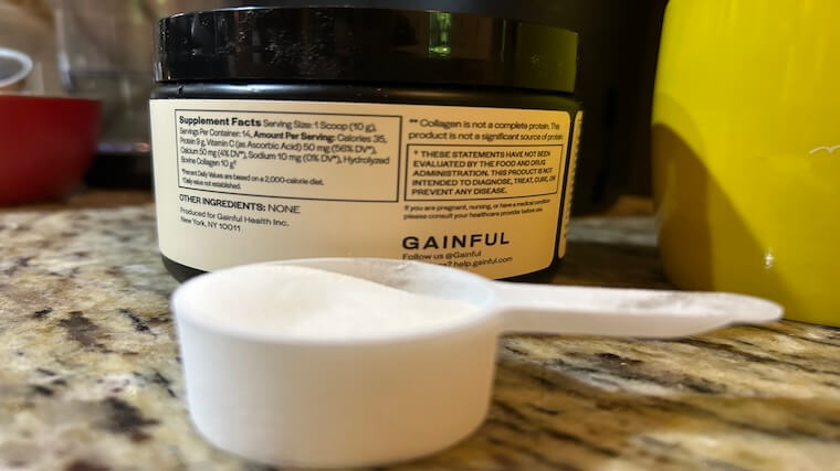 A single scoop of Gainful Collagen powder