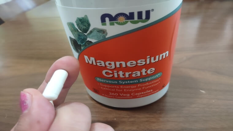 Our tester with a single NOW Foods Magnesium Citrate capsule