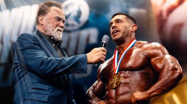 Arnold Schwarzenegger and Derek Lunsford at the 2025 Arnold Classic