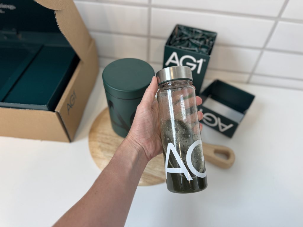 AG1 Next Gen in a shaker bottle